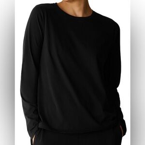 NWT EILEEN FISHER Women’s Round Neck Long Sleeve Black Top, Size XL